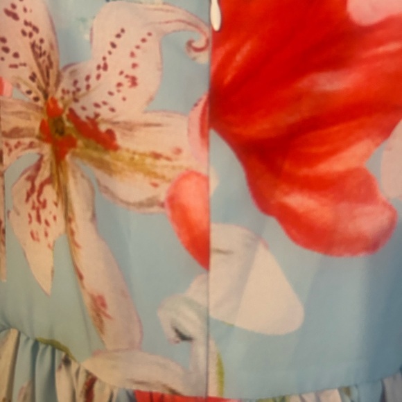 Floral Women’s Dress in Blue and Red - Picture 4 of 8